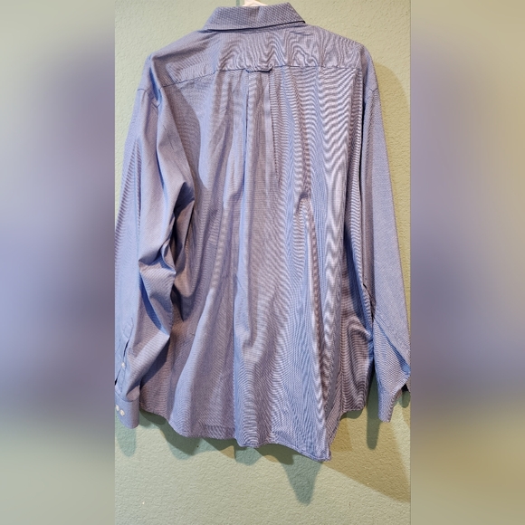 IZOD Button Up Shirt Mens large Blue White Plaid Houndstooth Long Sleeve Preppy - Picture 7 of 7